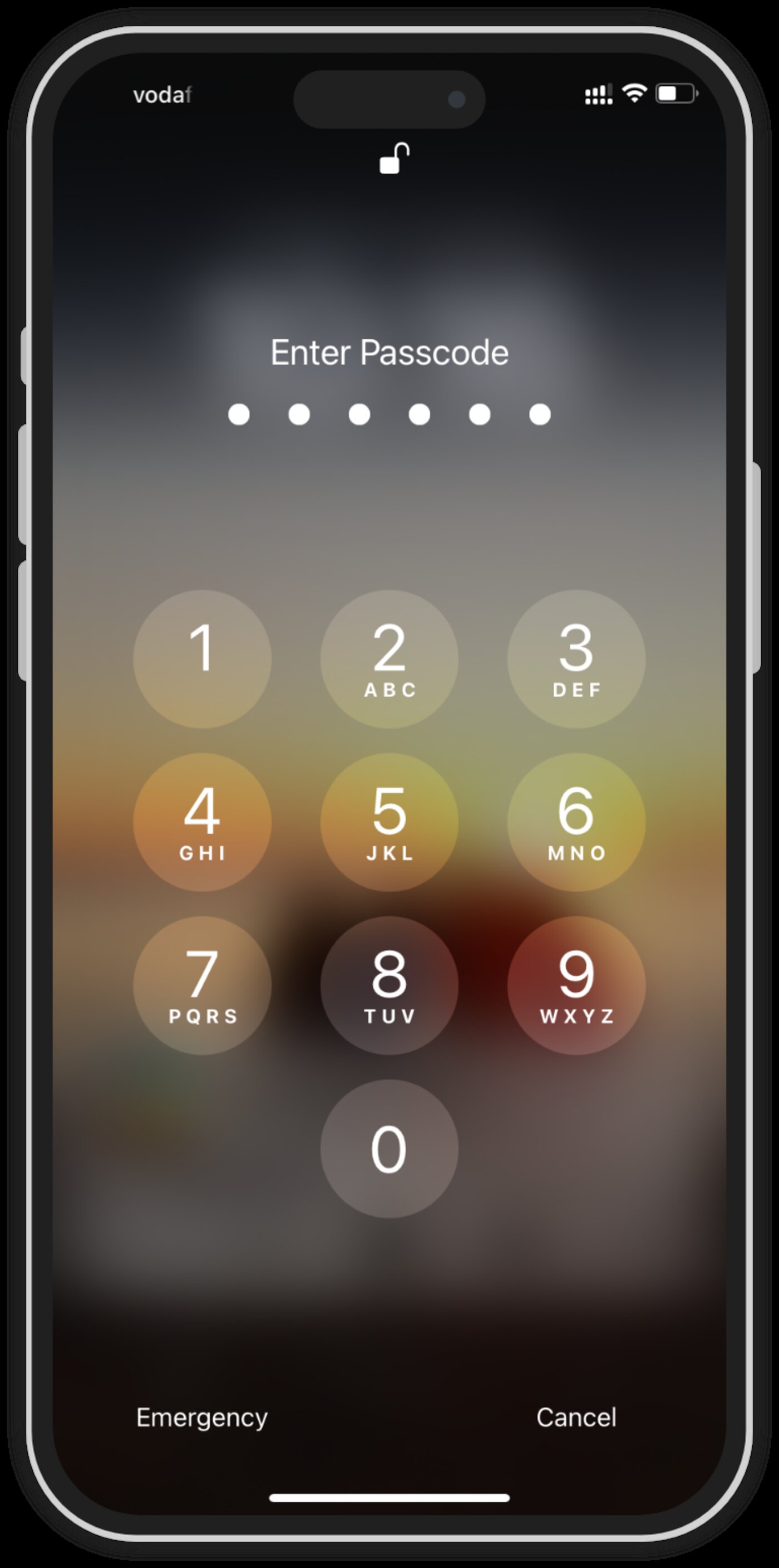 Photo of a passcode display